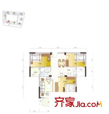 金域蘭庭戶型圖B戶型 3室2廳1衛(wèi)