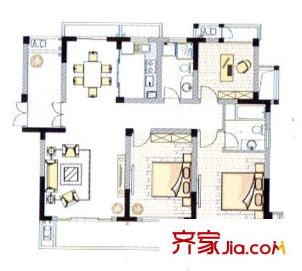 金域蘭庭戶型圖G戶型 3室2廳2衛(wèi)