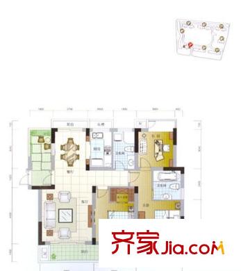 金域蘭庭戶型圖C戶型圖 3室2廳2衛(wèi)