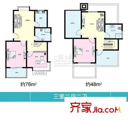 福臨新家園戶型圖復(fù)式戶型3室2廳2衛(wèi)124平米 3室2廳2衛(wèi)