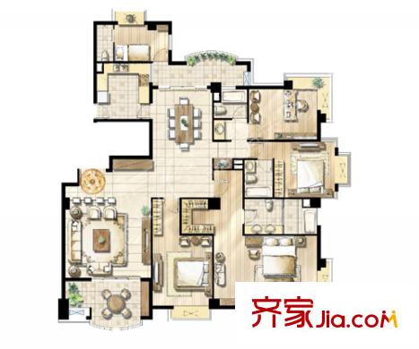 富安御園戶型圖4室2廳3衛(wèi)225.39平米 4室2廳3衛(wèi)
