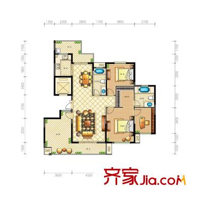 桐鄉(xiāng)巴黎都市戶型圖維萊特東邊套戶型圖 3室2廳2衛(wèi)