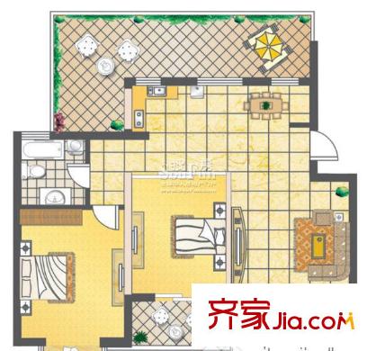 水榭花都戶型圖戶型圖 2室1廳1衛(wèi)1廚