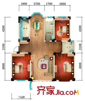 河坊人家戶型圖普通住宅戶型圖 3室3廳2衛(wèi)