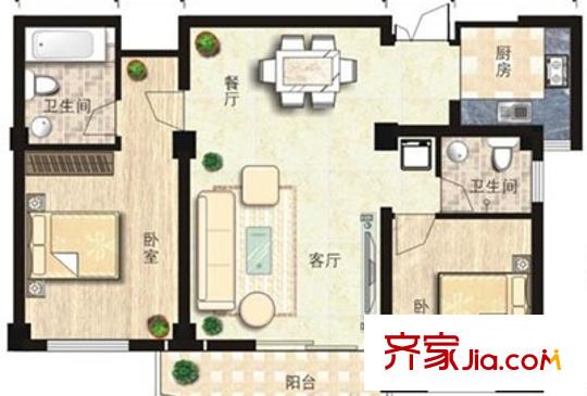 禾城?世紀花園戶型圖戶型圖2室2廳2衛(wèi) 2室2廳2衛(wèi)1廚
