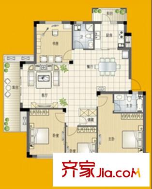 秀州咖爾花園戶(hù)型圖F戶(hù)型 4室2廳2衛(wèi)