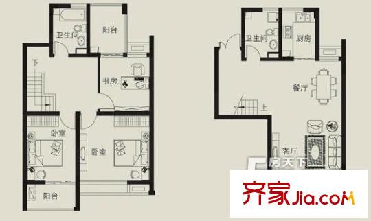 翰林府第戶型圖戶型圖3室2廳2衛(wèi) 3室2廳2衛(wèi)1廚