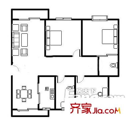大華?城市花園戶型圖戶型圖2室2廳1衛(wèi) 2室2廳1衛(wèi)1廚