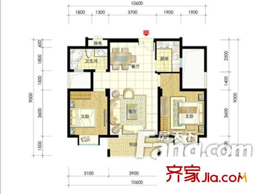 嘉富?好第坊戶(hù)型圖戶(hù)型圖 2室2廳1衛(wèi)1廚
