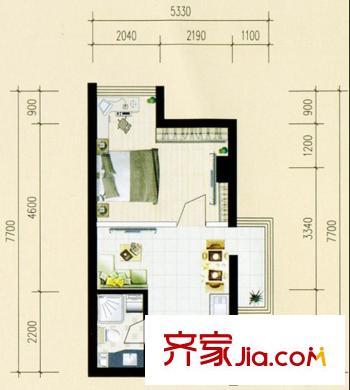風(fēng)清云都戶型圖三期A戶型圖 1室1廳1衛(wèi)