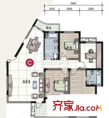 金都佳苑戶型圖戶型圖 3室1廳1衛(wèi)1廚