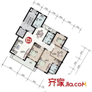 金都佳苑戶型圖戶型圖 4室2廳2衛(wèi)1廚