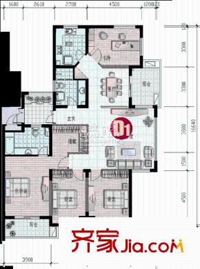 金都佳苑戶型圖戶型圖 4室1廳2衛(wèi)1廚