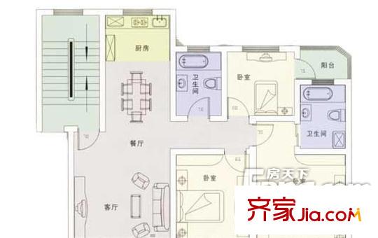 天城園林居戶型圖戶型圖3室2廳2衛(wèi) 3室2廳2衛(wèi)1廚