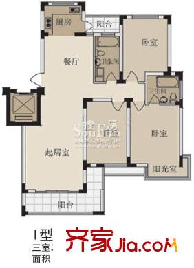 綠溪玫瑰園戶型圖玫瑰園 戶型圖I 3室2廳2衛(wèi)1廚