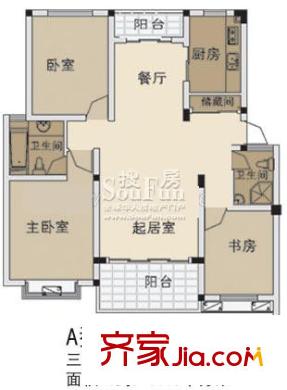 綠溪玫瑰園戶型圖玫瑰園 戶型圖A 3室2廳2衛(wèi)1廚