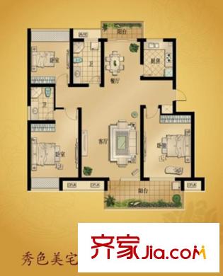 贊成?麗景苑戶型圖E戶型 3室2廳2衛(wèi)