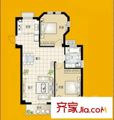 秀州咖爾花園戶(hù)型圖A戶(hù)型 2室2廳1衛(wèi)