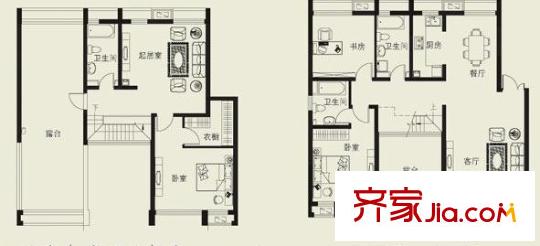 翰林府第戶型圖戶型圖3室3廳3衛(wèi) 3室3廳3衛(wèi)1廚