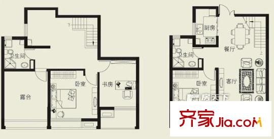 翰林府第戶型圖戶型圖3室2廳2衛(wèi) 3室2廳2衛(wèi)1廚