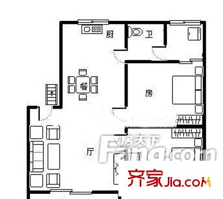 大華?城市花園戶型圖戶型圖2室2廳1衛(wèi) 2室2廳1衛(wèi)1廚