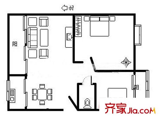 大華?城市花園戶型圖戶型圖2室2廳1衛(wèi) 2室2廳1衛(wèi)1廚