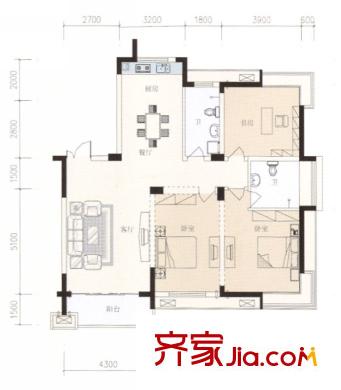 龍盛?華城右岸戶(hù)型圖139平米3室2廳2衛(wèi) 3室2廳2衛(wèi)1廚