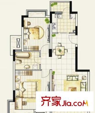 當(dāng)代華府戶型圖A3戶型 2室2廳1衛(wèi)