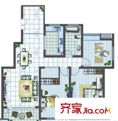 當(dāng)代華府戶型圖B3戶型 3室2廳1衛(wèi)