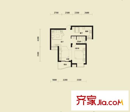 華發(fā)雅苑J2戶型 2室2廳1衛(wèi)