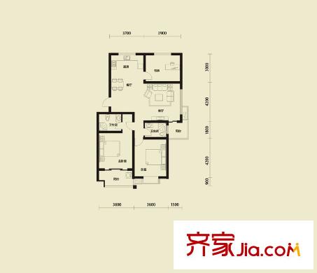 華發(fā)雅苑F2戶型 3室2廳2衛(wèi)
