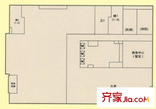 浙聯(lián)金座A座1層戶型 5室2廳1衛(wèi)