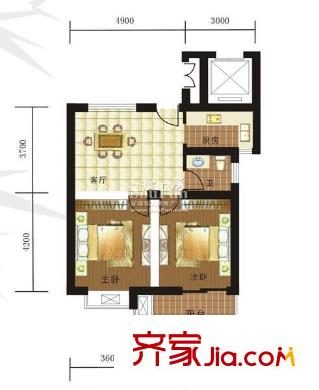 贊成?紫竹名苑戶型圖紫竹名苑 戶型圖4 2室1廳1衛(wèi)1廚