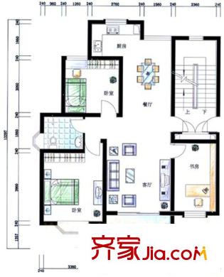 紫溪花園戶型圖100平方米3室2廳1衛(wèi) 3室2廳1衛(wèi)1廚