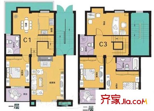 紫溪花園戶型圖176平方米4室2廳2衛(wèi) 4室2廳2衛(wèi)1廚