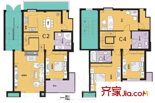 紫溪花園戶型圖187平米4室2廳2衛(wèi) 4室2廳2衛(wèi)1廚