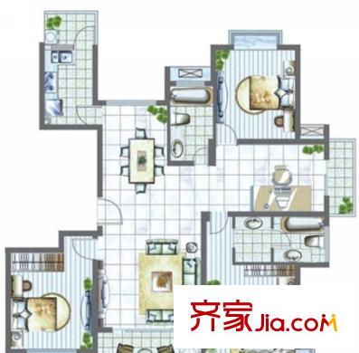 當(dāng)代華府戶型圖D1戶型 3室2廳2衛(wèi)
