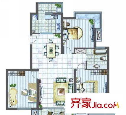 當(dāng)代華府戶型圖B2戶型 3室2廳2衛(wèi)