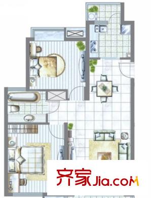 當(dāng)代華府戶型圖A1戶型 2室2廳1衛(wèi)