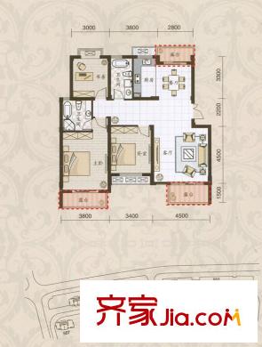 米蘭風(fēng)景三期花園洋房E5戶型 3室2廳2衛(wèi)