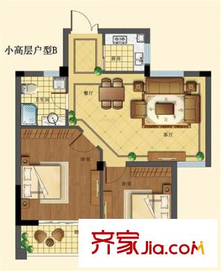 御溪半島小高層C2戶型 2室2廳1衛(wèi)