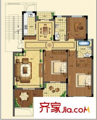 御溪半島景觀多層三樓戶型 3室2廳2衛(wèi)