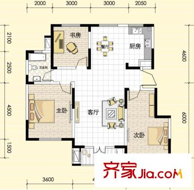 東菱陽光樂園2號樓D戶型 3室2廳1衛(wèi)