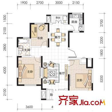 東菱陽(yáng)光樂(lè)園二期5、6號(hào)樓I戶(hù)型 3室2廳1衛(wèi)
