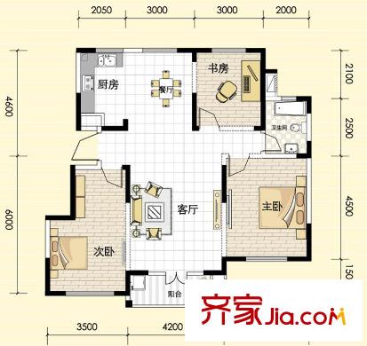 東菱陽光樂園2號樓C戶型 3室2廳1衛(wèi)