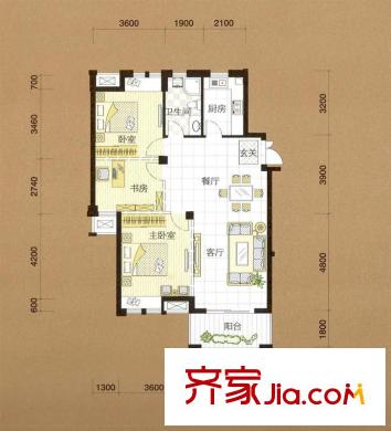 皇馬公寓B1-1戶型 3室2廳1衛(wèi)