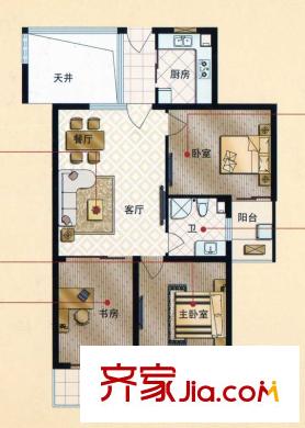 國際中港城紫軒公寓E戶型 3室2廳1衛(wèi)