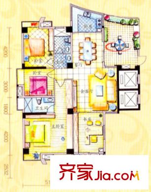 新亞香榭水岸高層戶型 4室2廳2衛(wèi)