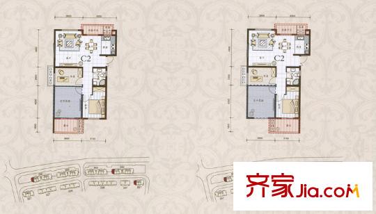 米蘭風景三期景觀高層C2戶型 2室2廳1衛(wèi)