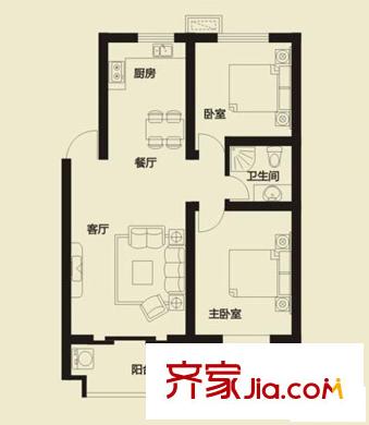 華發(fā)雅苑G1戶型圖 2室2廳1衛(wèi)